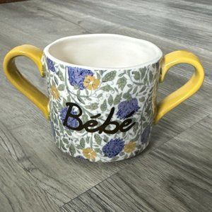 EUC Retired Anthropologie Bebe Floral Chintz Two Handled Loving Cup Coffee Mug